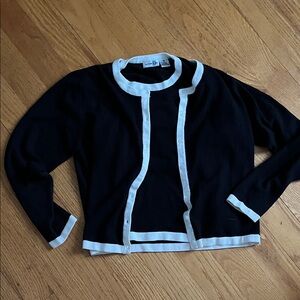 Vintage Paul Harris Black Cardigan and top with White Trim